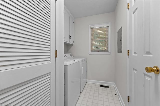 211 Forestview Dr, Elon, NC 27244 - laundry area featuring cabinet space, washer and clothes dryer, and electric panel