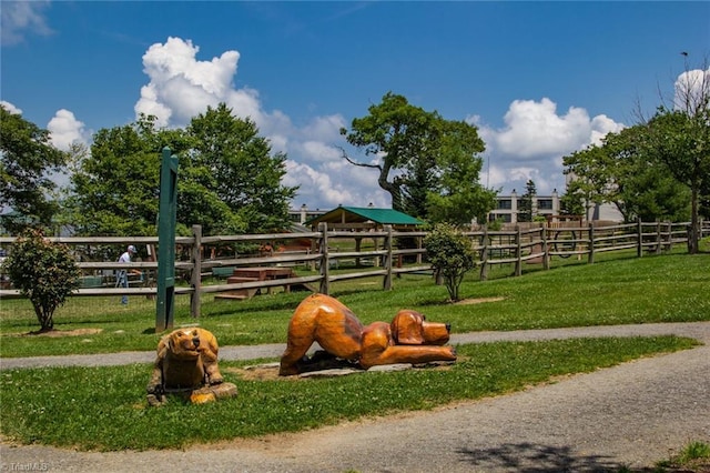 view of stable with a rural view