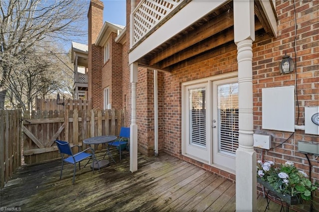 deck featuring french doors