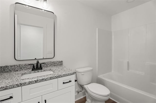 full bathroom featuring vanity, toilet, and shower / bathing tub combination