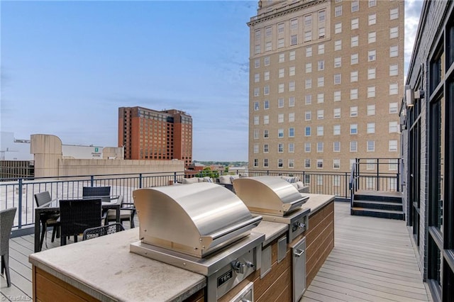 400 W 4th St Unit 401, Winston-Salem, NC 27101 - view of patio / terrace with area for grilling, outdoor dining area, a city view, and exterior kitchen