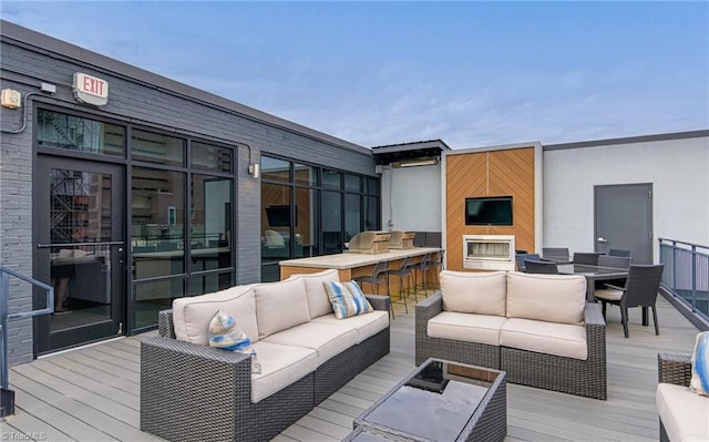 400 W 4th St Unit 401, Winston-Salem, NC 27101 - wooden deck with an outdoor living space and outdoor dining area