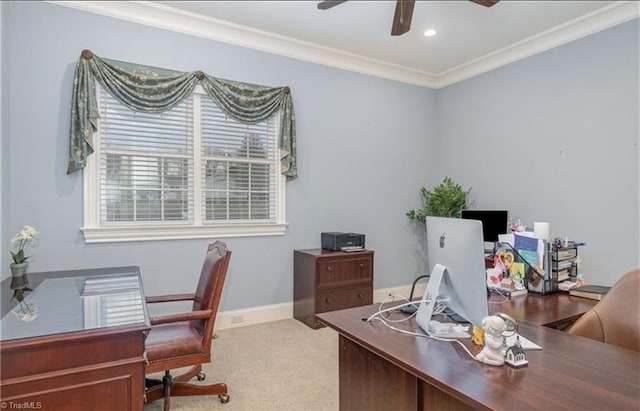 2863 Spencer Rd, Archdale, NC 27263 - carpeted office space with ceiling fan and crown molding