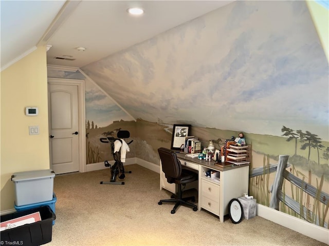 2863 Spencer Rd, Archdale, NC 27263 - office space featuring vaulted ceiling, light colored carpet, and baseboards