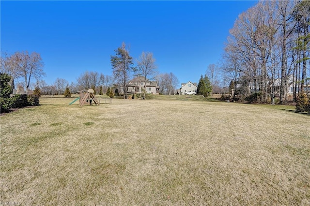 view of yard with a playground