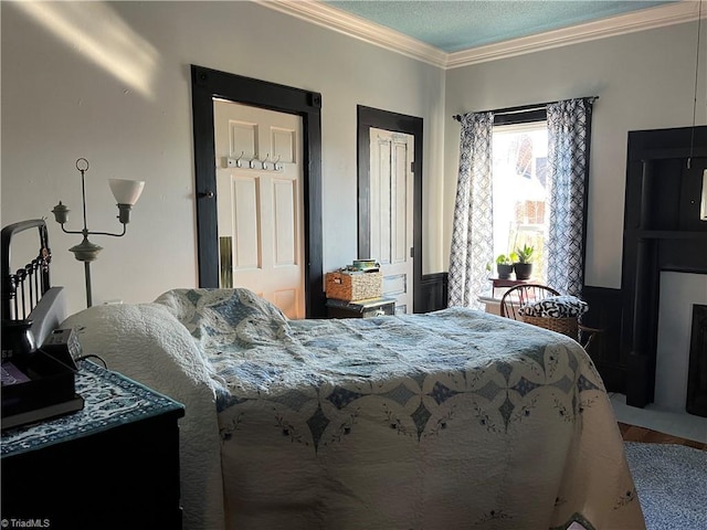 bedroom featuring ornamental molding