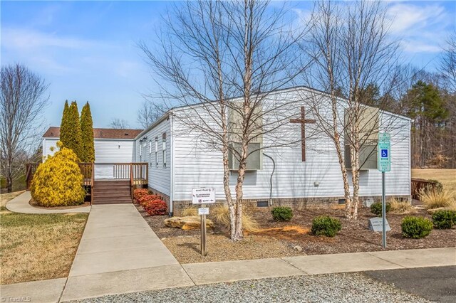 1255 Mountain View Rd, King, NC 27021 - view of front of property with crawl space and a wooden deck