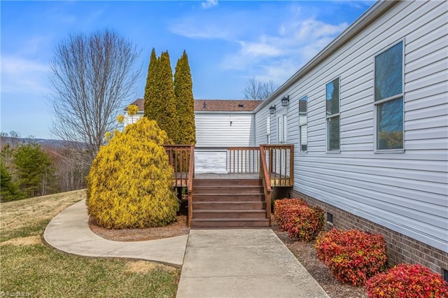 1255 Mountain View Rd, King, NC 27021 - entrance to property featuring a wooden deck and a yard