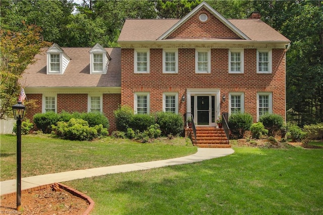 colonial house with a front lawn