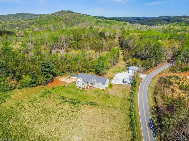 724-0 Tom Cook Rd, Pilot Mountain, NC 27041 - aerial view of property and surrounding area with a heavily wooded area