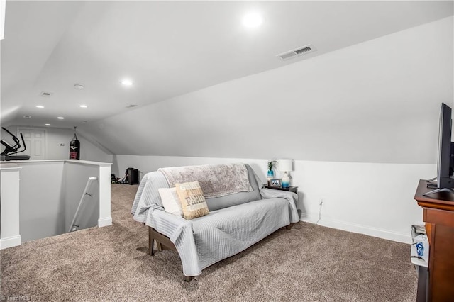 724-0 Tom Cook Rd, Pilot Mountain, NC 27041 - carpeted bedroom featuring lofted ceiling and recessed lighting