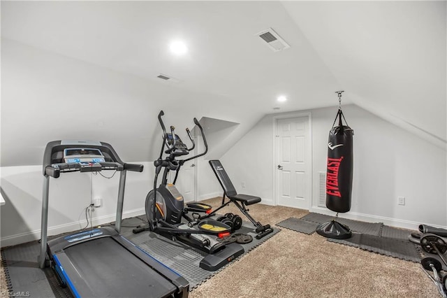 724-0 Tom Cook Rd, Pilot Mountain, NC 27041 - workout area with lofted ceiling and carpet flooring