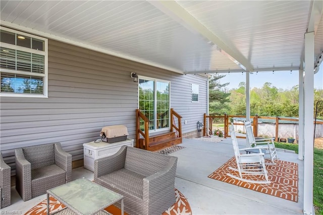 724-0 Tom Cook Rd, Pilot Mountain, NC 27041 - wooden terrace with a patio, an outdoor hangout area, and entry steps