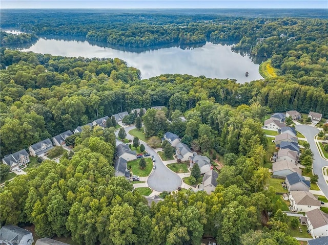 birds eye view of property with a residential view and a water view