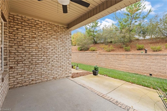 view of patio / terrace featuring ceiling fan