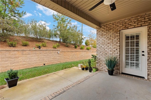 view of patio / terrace with ceiling fan