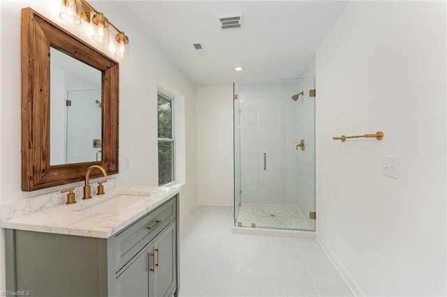 4000 Groometown Rd, Greensboro, NC 27407 - full bathroom with vanity, a shower stall, and recessed lighting