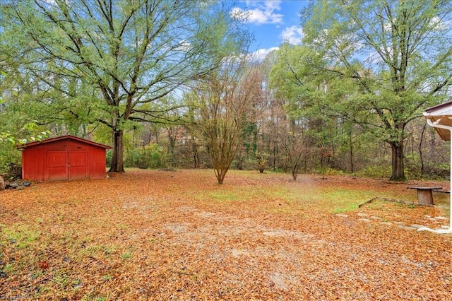 view of yard with a storage unit