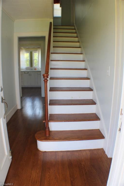 2289 W Pine St, Mount Airy, NC 27030 - stairway featuring wood finished floors and baseboards