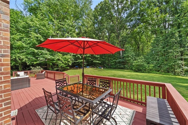 6303 Reata Ct, Summerfield, NC 27358 - deck featuring outdoor dining space and a lawn