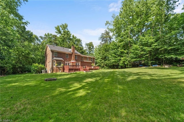 6303 Reata Ct, Summerfield, NC 27358 - view of green lawn featuring a wooden deck