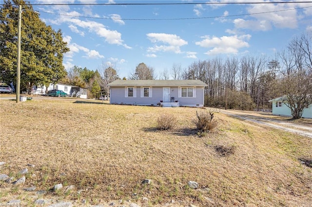 ranch-style house with crawl space and a front lawn