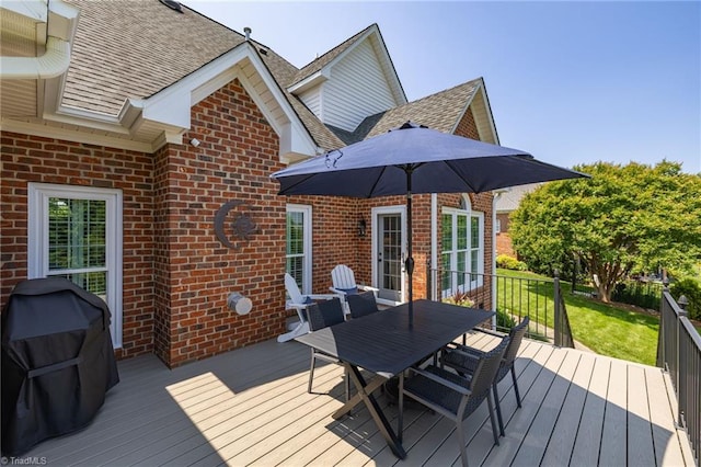 153 Montauk Ct, Clemmons, NC 27012 - deck featuring outdoor dining area and a grill