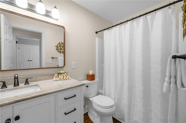 153 Montauk Ct, Clemmons, NC 27012 - full bath featuring vanity, wood finished floors, and curtained shower