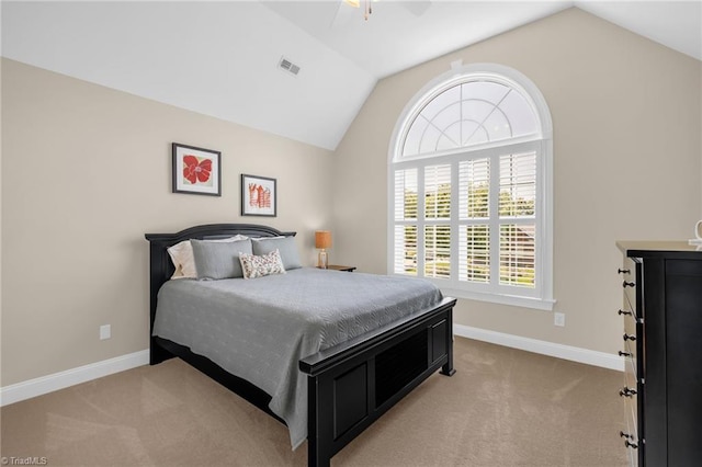 153 Montauk Ct, Clemmons, NC 27012 - bedroom featuring lofted ceiling, carpet, and ceiling fan