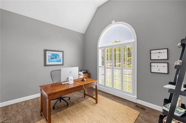 153 Montauk Ct, Clemmons, NC 27012 - office space with lofted ceiling and wood finished floors