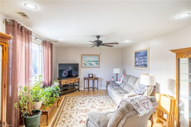 144 Collins Rd, Sparta, NC 28675 - living room with light hardwood / wood-style flooring and ceiling fan