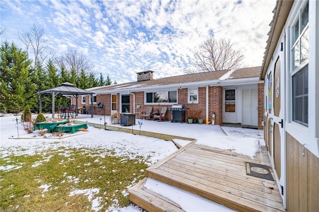 144 Collins Rd, Sparta, NC 28675 - snow covered rear of property with a gazebo and a deck