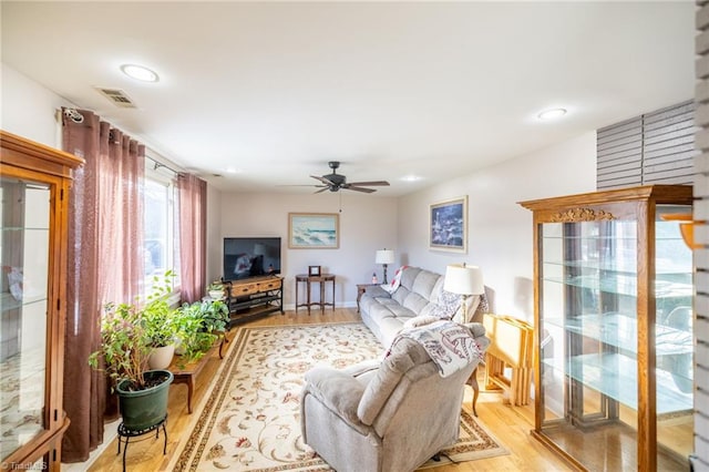 144 Collins Rd, Sparta, NC 28675 - living room featuring ceiling fan and light hardwood / wood-style floors