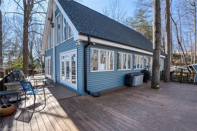 wooden deck with french doors