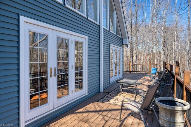 wooden deck with french doors