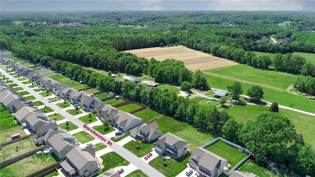 bird's eye view with a view of trees