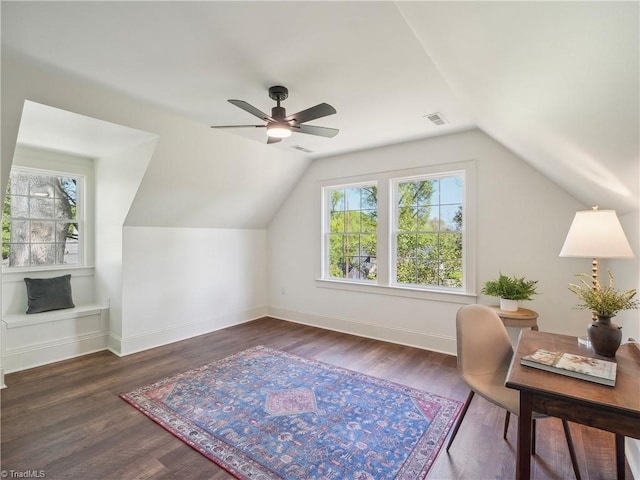 511 Circle Dr, Burlington, NC 27215 - bonus room with baseboards, visible vents, vaulted ceiling, and a ceiling fan
