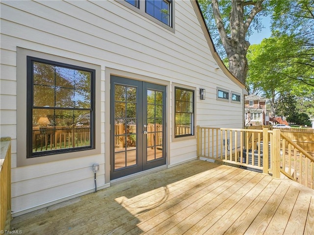 511 Circle Dr, Burlington, NC 27215 - wooden terrace with french doors