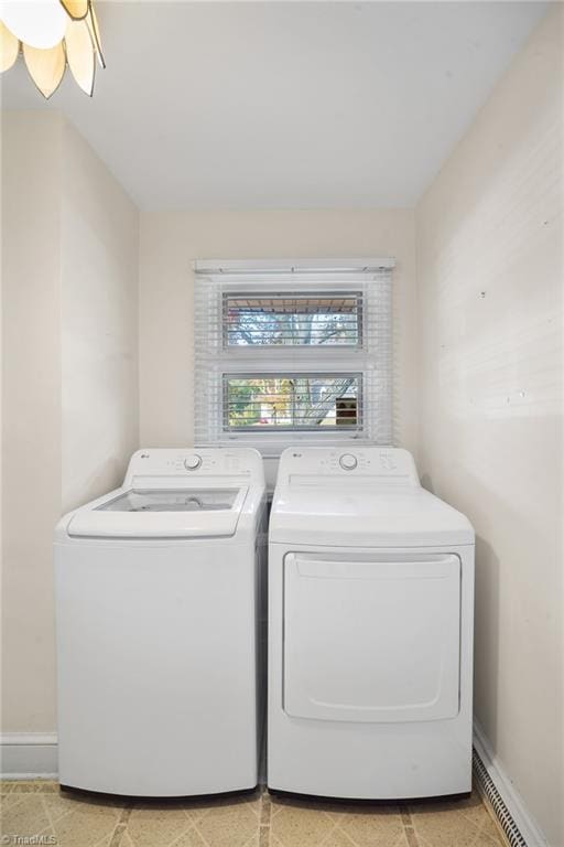 laundry area with independent washer and dryer