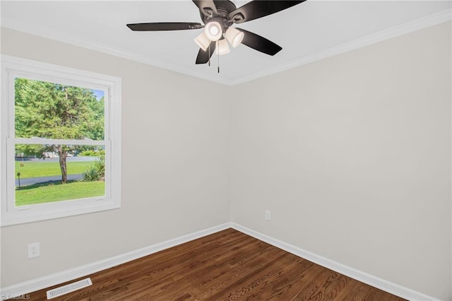 4126 Old Way Rd, Sophia, NC 27350 - unfurnished room featuring dark wood-type flooring, ornamental molding, and ceiling fan