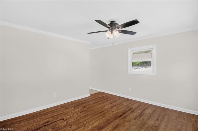 4126 Old Way Rd, Sophia, NC 27350 - empty room with wood finished floors, a ceiling fan, and crown molding