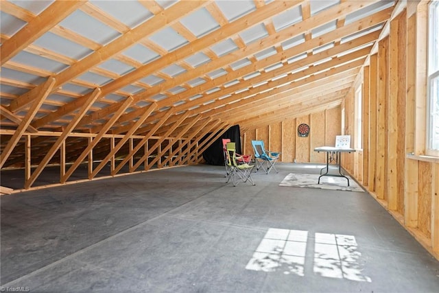 view of unfinished attic