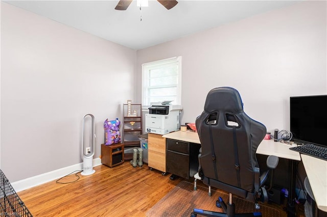 422 Hyde St, Burlington, NC 27217 - office featuring ceiling fan, light wood finished floors, and baseboards