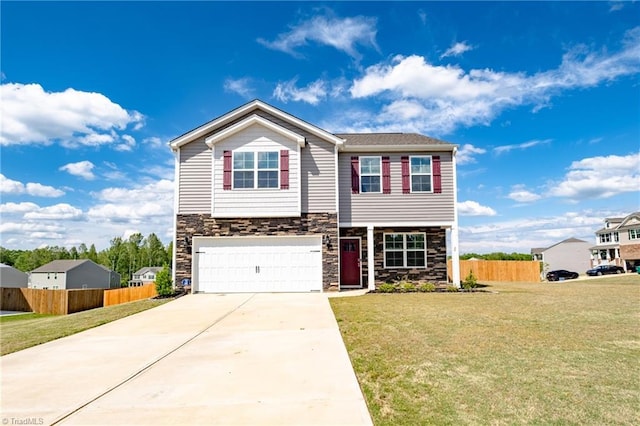 craftsman-style house featuring stone siding, a garage, and driveway