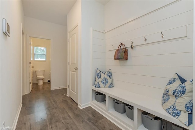 5968 Crescentbrook Ln, Clemmons, NC 27012 - mudroom with dark wood finished floors and baseboards