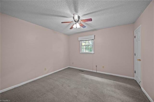 2424 Limner Ln, Winston-Salem, NC 27106 - empty room with ceiling fan, a textured ceiling, carpet flooring, and baseboards