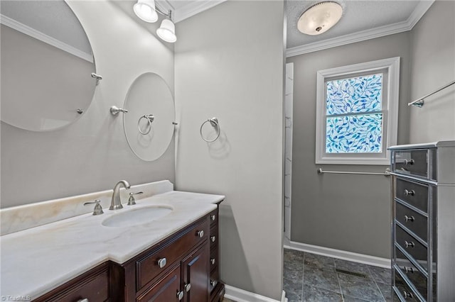 2424 Limner Ln, Winston-Salem, NC 27106 - full bath featuring vanity, baseboards, and ornamental molding