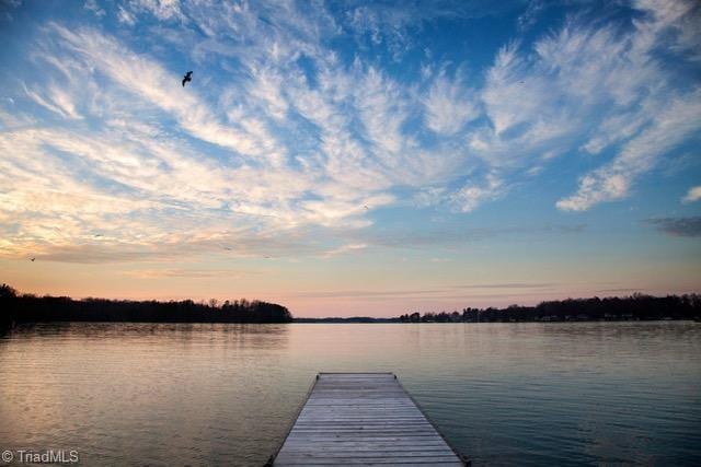 view of dock featuring a water view