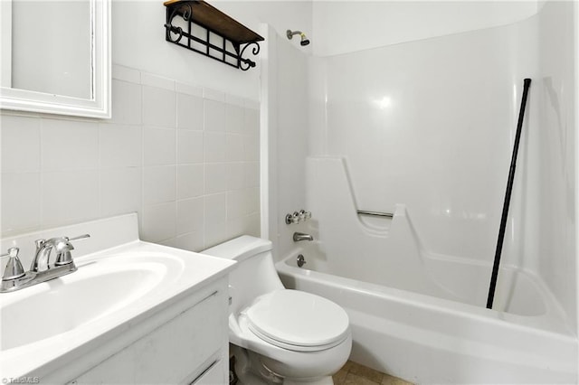 2711 Reynolds Park Rd, Winston-Salem, NC 27107 - bathroom with tile walls,  shower combination, and vanity