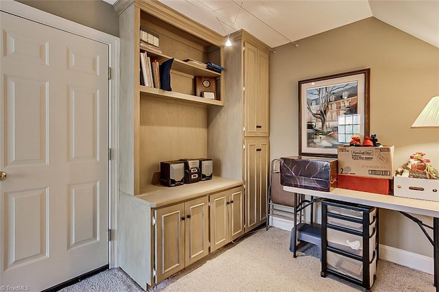 office area with lofted ceiling